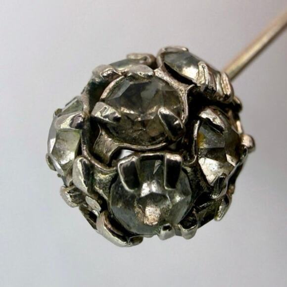 Antique Georgian / Early Victorian Paste Diamond Cluster Stick Pin - Picture 4 of 8